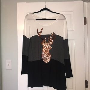 1X Plus Size Bronze Sequin Deer Tunic 🦌